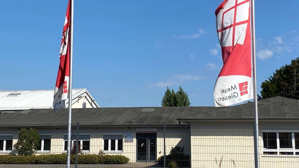 The Hessenhallen of the Messe Giessen - here violent demonstrators overcame the fence